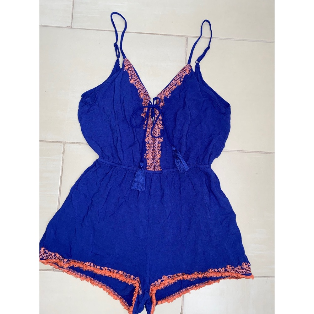 Blue with orange detailed romper